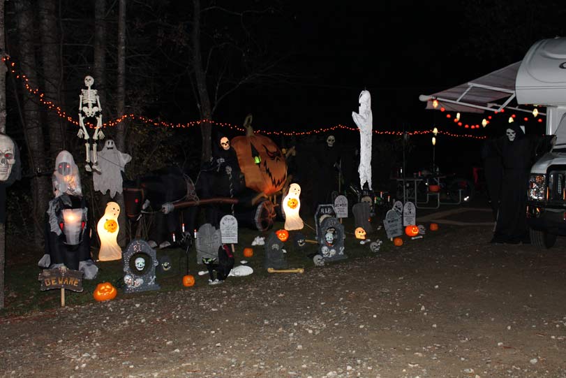 Roadside decorated for Halloween