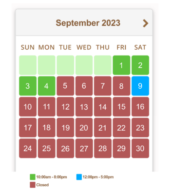 Sept Pool Calendar